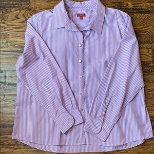 Talbots 16W Pink Striped Button Dress Shirt